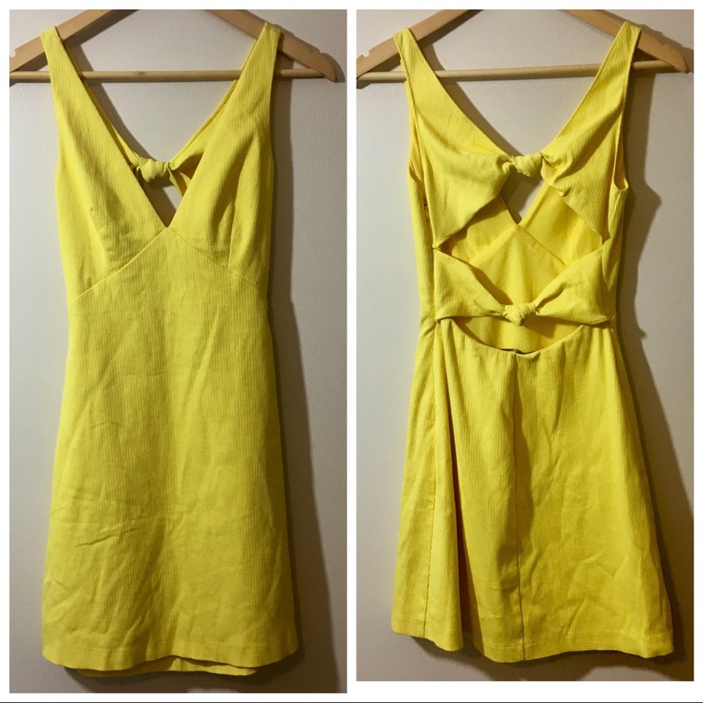 Zara Trafaluc collection yellow knot back dress